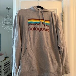 Patagonia Gray Hoodie with Multicolor Logo